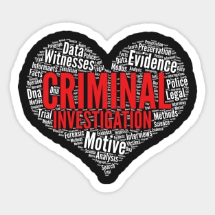 Criminal investigation Heart Shape Word Cloud Design design Sticker